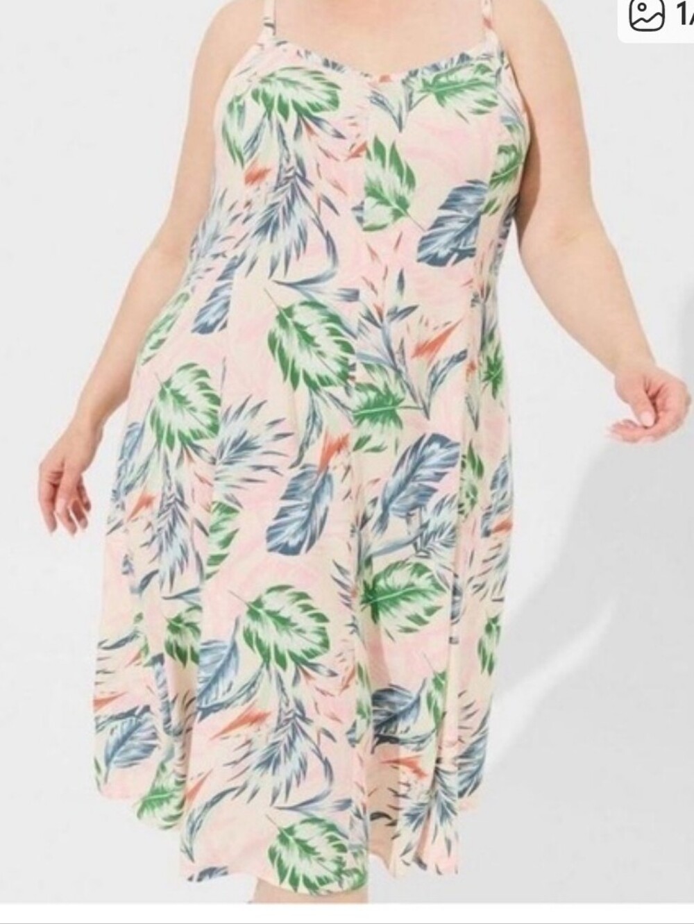 torrid Pink Tropical Leaf Dress